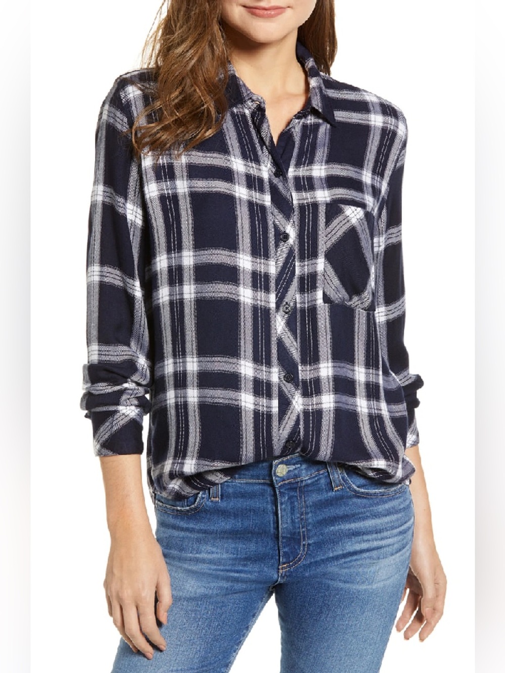 Rails Liza Plaid Shirt in Navy‎ Midnight Powder Size M